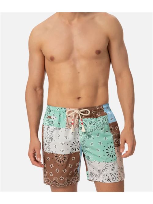 swim short with cord coulisse MC2 SAINT BARTH | CAPRESE-01230H1153 BANDANA ROUND PATCH